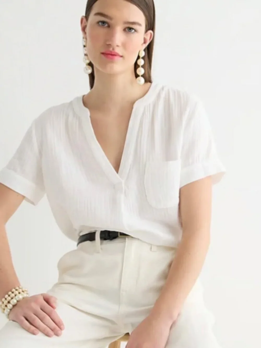 J Crew V Neck Gauze Popover Top Womens Medium